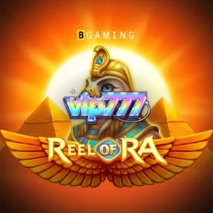 Interface do jogo de slot Reel of Ra com moedas egípcias e multiplicadores