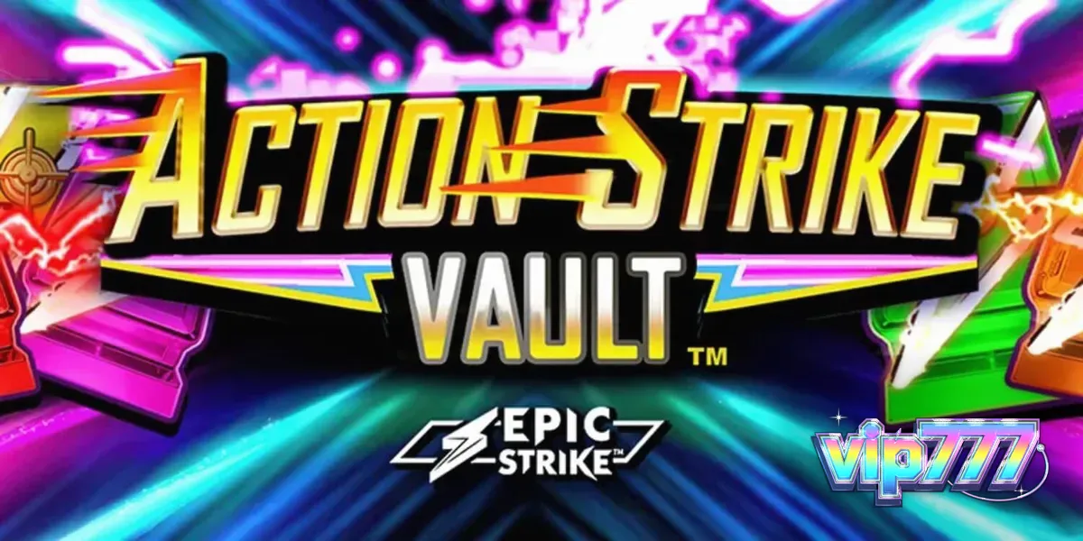 Interface do jogo Action Strike Vault com elementos neon e espaciais